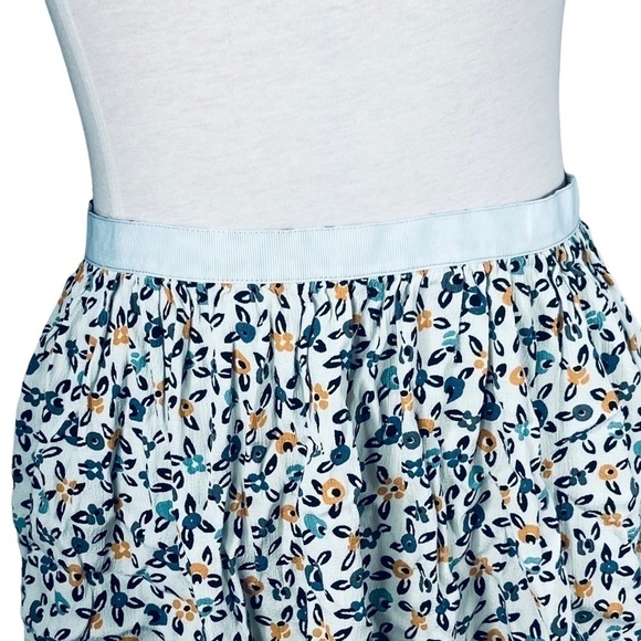 american Vintage mini skirt pleats floral elastic waistband  off white size XS - Picture 3 of 16